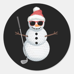 Santa Schneemann Golfball Weihnachten Golfer Gesch Runder Aufkleber