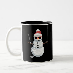 Santa Schneemann Golfball Weihnachten Golfer Gesch Zweifarbige Tasse