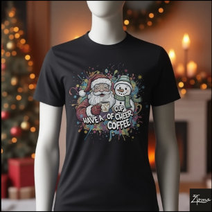 Santa Schneemann Kaffee Cheer Farbe Spritzer T-Shirt