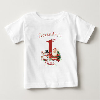 Santa, Schneemann, Reh Baby's First Christmas Baby T-shirt