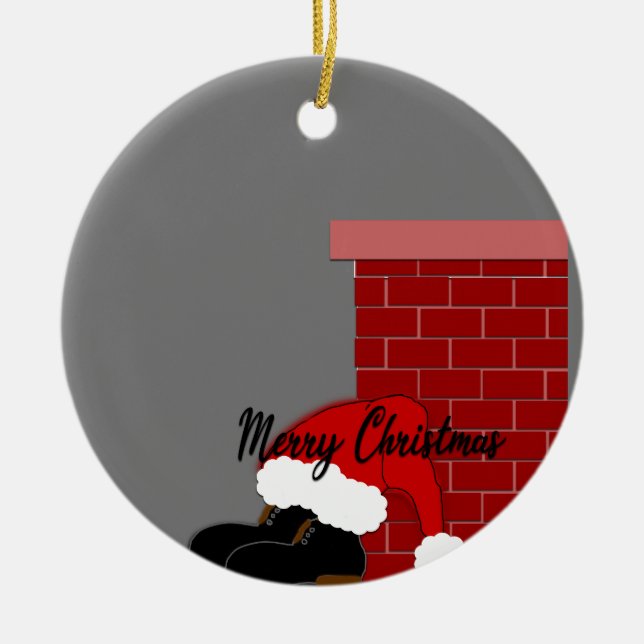 Santa-Schuhkamin Keramik Ornament (Vorne)