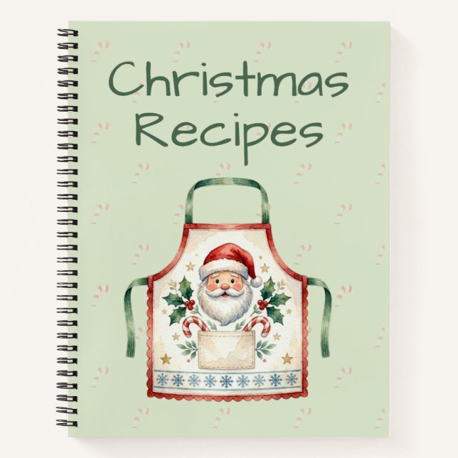 Santa-Schürze Weihnachtsrezepte Notizbuch (Vorderseite)