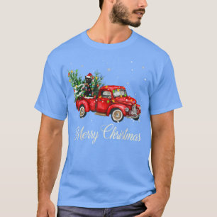 Santa Schwarze Katze fährt mit rotem Lastwagen Wei T-Shirt