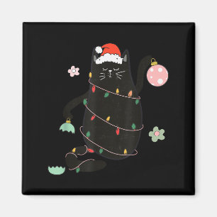 Santa Schwarze Katze verheddert sich in Weihnachts Magnet