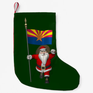Santa schwenkt die Flagge von Arizona Kleiner Weihnachtsstrumpf