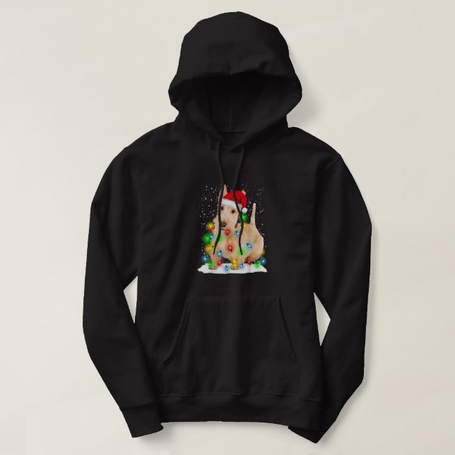 Santa Scottish Terrier Christmas Light Pajama Dog Hoodie (Design vorne)