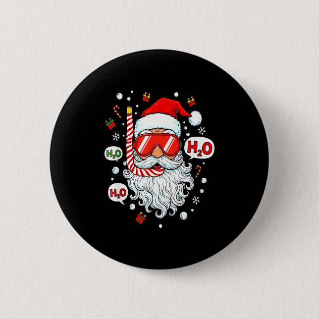 Santa Scuba Diving Equipment Funny Scuba Diver Chr Button (Vorderseite)