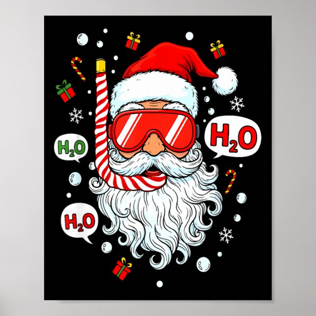 Santa Scuba Diving Equipment Funny Scuba Diver Chr Poster (Vorne)
