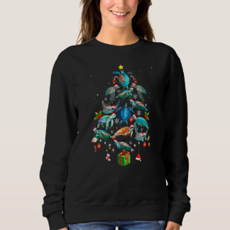 Santa Sea Turtle Ornament Lights Tree Xmas Kostüm Sweatshirt