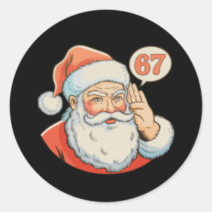Santa Sechs Sieben 6 7 67 Weihnachten Lustig Xmas Runder Aufkleber