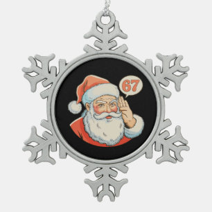 Santa Sechs Sieben 6 7 67 Weihnachten Lustig Xmas Schneeflocken Zinn-Ornament