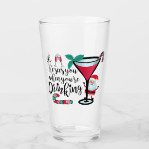 Santa Sees Sie trinken Funny Christmas Glas