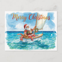 Santa Segeln – Tropisches Wasserfarben-Weihnachten
