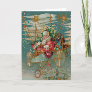 Santa & Sein Erstaunliches Fliegendes Maschinen-Gr Feiertagskarte