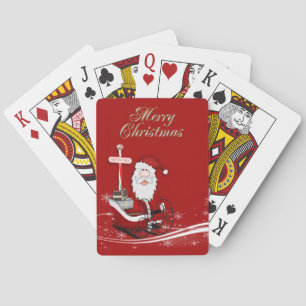 Santa & sein Schlitten Frohe Weihnachten Spielkarten