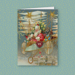 Santa & Seine erstaunliche fliegende Maschine Gruß Feiertagskarte