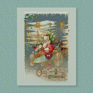 Santa & Seine erstaunliche fliegende Maschine Post Feiertagspostkarte