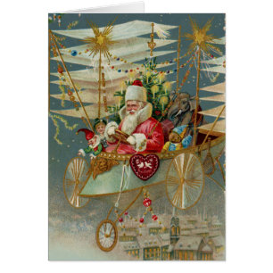 Santa & Seine erstaunliche Flugmaschine Notizkarte
