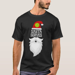 Santa Serves Pickleball - Christmas Pickleball T-Shirt