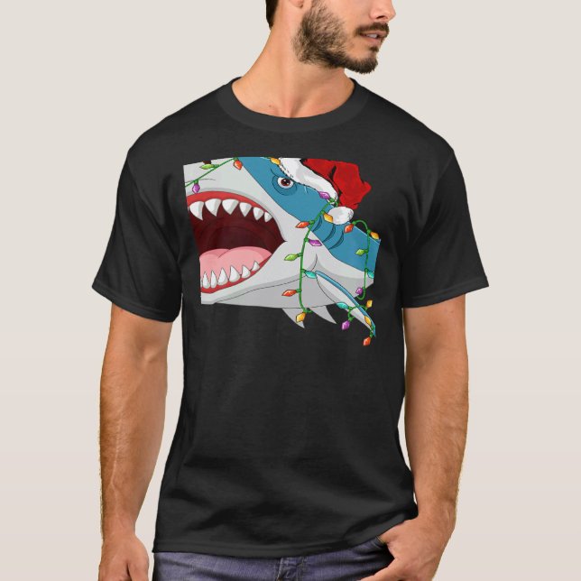 Santa Shark Christmas Lights  Shark Xmas T-Shirt (Vorderseite)