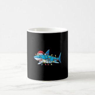 Santa Shark Christmas Lights Sharkmas Tree Xmas Bo Kaffeetasse