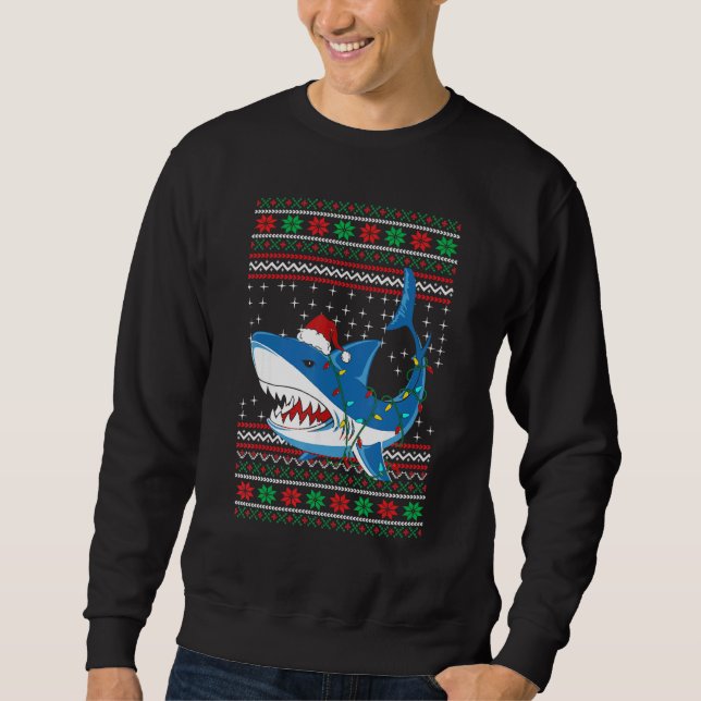 Santa Shark  Christmas Ugly Sweater For Men Women  Sweatshirt (Vorderseite)