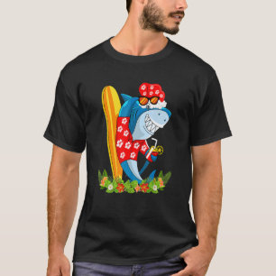 Santa Shark Hawaiian Summer Surfshai Christma T-Shirt