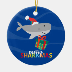 Santa Shark Keramik Ornament