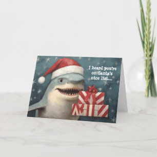 Santa Shark Nice Liste Weihnachten Karte