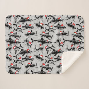 Santa Shark Pattern Sherpadecke