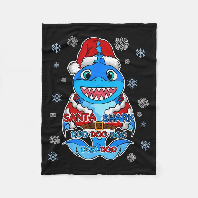 Santa Shark, Shark In A Santa Suit, Christmas Shar Fleecedecke (Vorderseite)