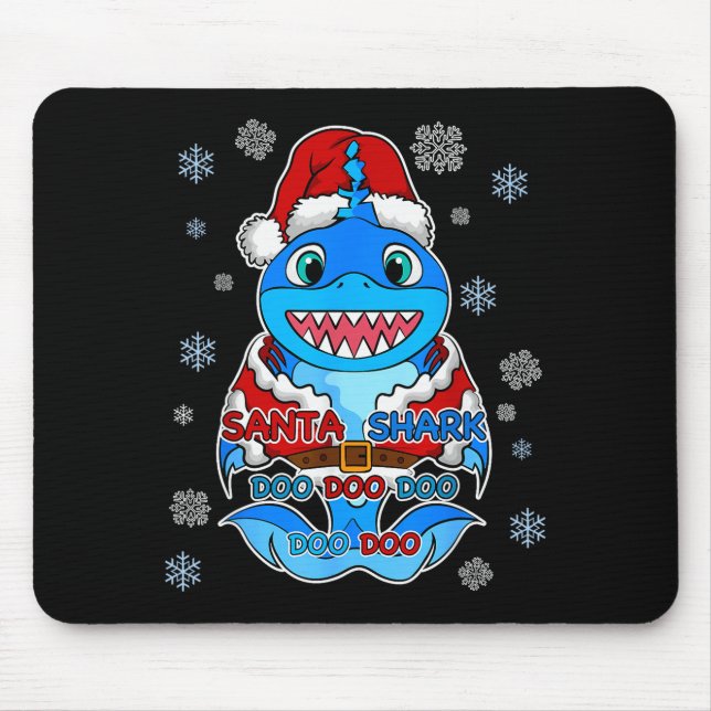 Santa Shark, Shark In A Santa Suit, Christmas Shar Mousepad (Vorne)