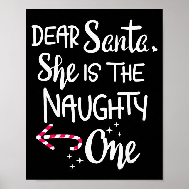 Santa She Is The Naughty One Couples Christmas Cut Poster (Vorne)