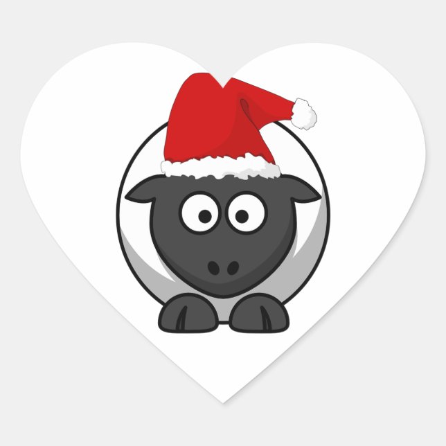 Santa Sheep Herz-Aufkleber (Vorderseite)