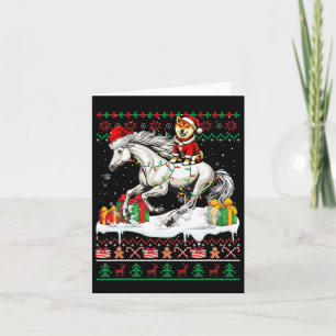 Santa Shiba Inu Reiten Weihnachten Karte