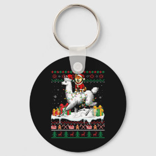 Santa Shiba Inu Riding Llama Christmas Sweater Lov Schlüsselanhänger