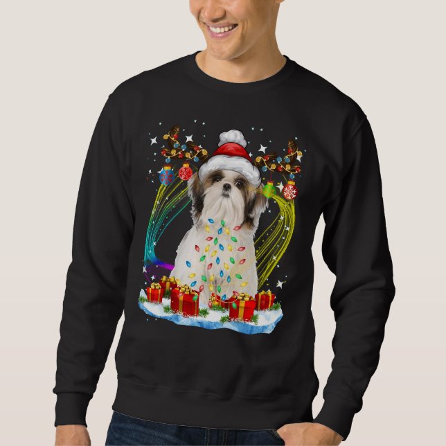 Santa Shih Tzu Reindeer Light Christmas Sweet Sweatshirt (Vorderseite)