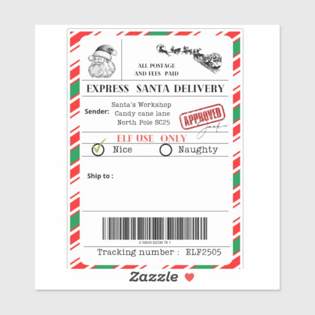 Santa shipping label (Blatt)