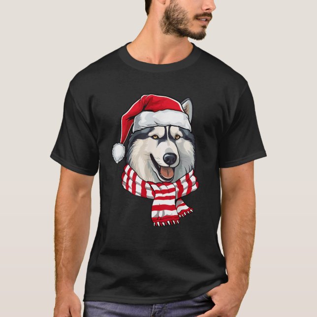 Santa Siberian Husky Weihnachtshund Lover Men Frau T-Shirt (Vorderseite)