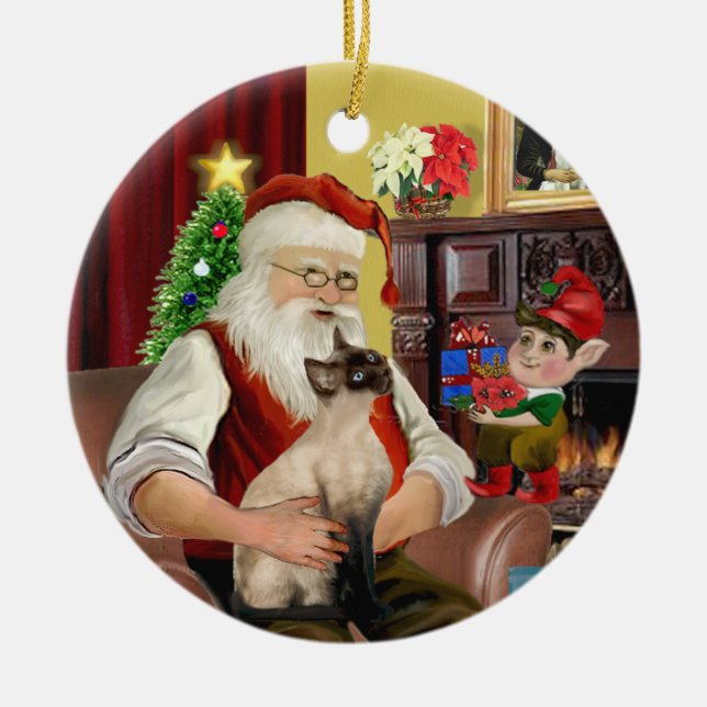 Santa - Siegel Point Siamese Keramikornament (Vorne)