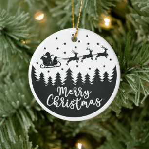 Santa Silhouette Frohe Keramik Ornament