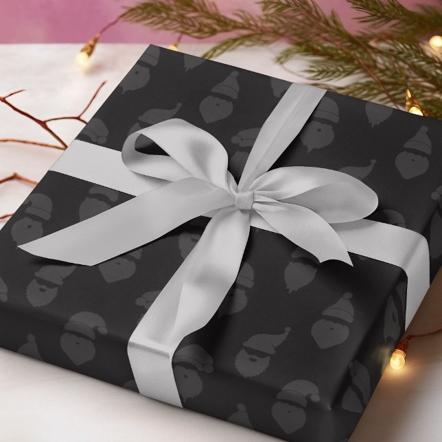 Santa Silhouette Modern Monotone Schwarz Weihnacht Geschenkpapier (Von Creator hochgeladen)