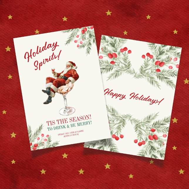Santa Sitting Martini Glass Holiday Invitation Einladung (Santa Sitting Martini Glass Holiday Invitation)