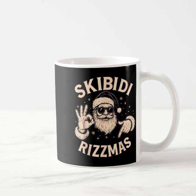 Santa Six Seven Meme 67 Hands Sign Rizz Skibidi Ri Kaffeetasse (Rechts)