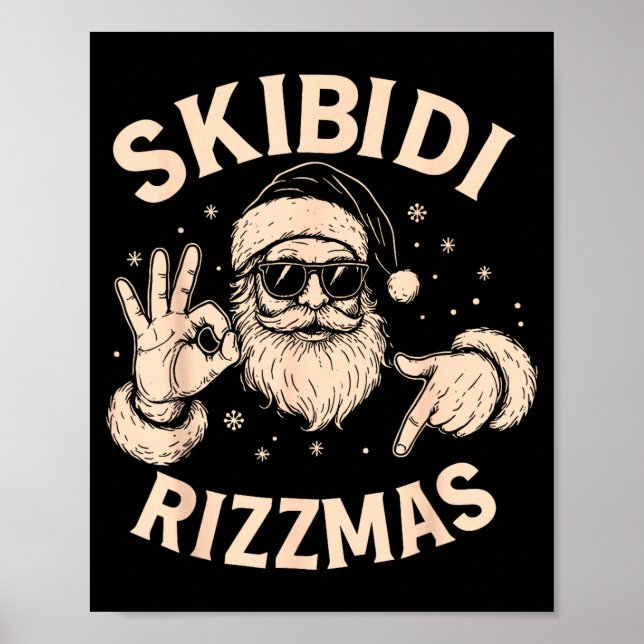Santa Six Seven Meme 67 Hands Sign Rizz Skibidi Ri Poster (Vorne)