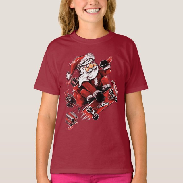 Santa Skateboard T-Shirt (Vorderseite)