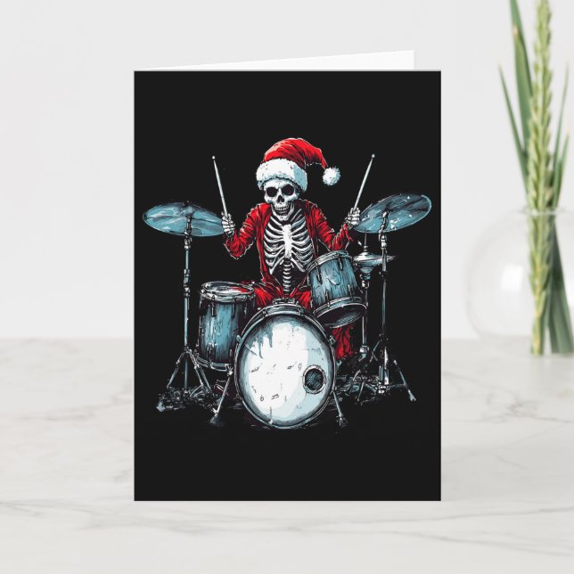 Santa Skeleton Drum Drummer Percussionist Karte (Vorderseite)