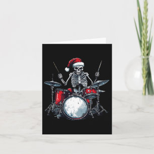 Santa Skeleton Drum Percussionist Drummer Karte