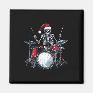 Santa Skeleton Drum Percussionist Drummer Magnet