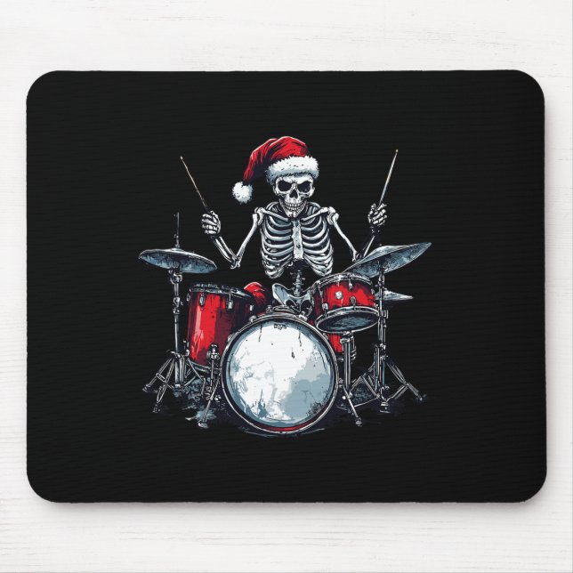 Santa Skeleton Drum Percussionist Drummer Mousepad (Vorne)